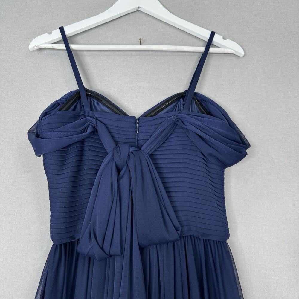 Alex Evenings Womens Dress 6 Blue Mesh Gown Bow Back Formal Bridesmaid Wedding - Picture 12 of 15